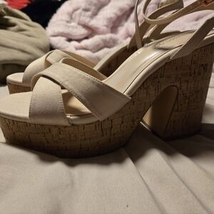 Madden Girl Cream Platform Sandals